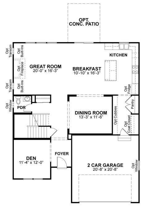 Adams first floor plan — McKelvey Homes