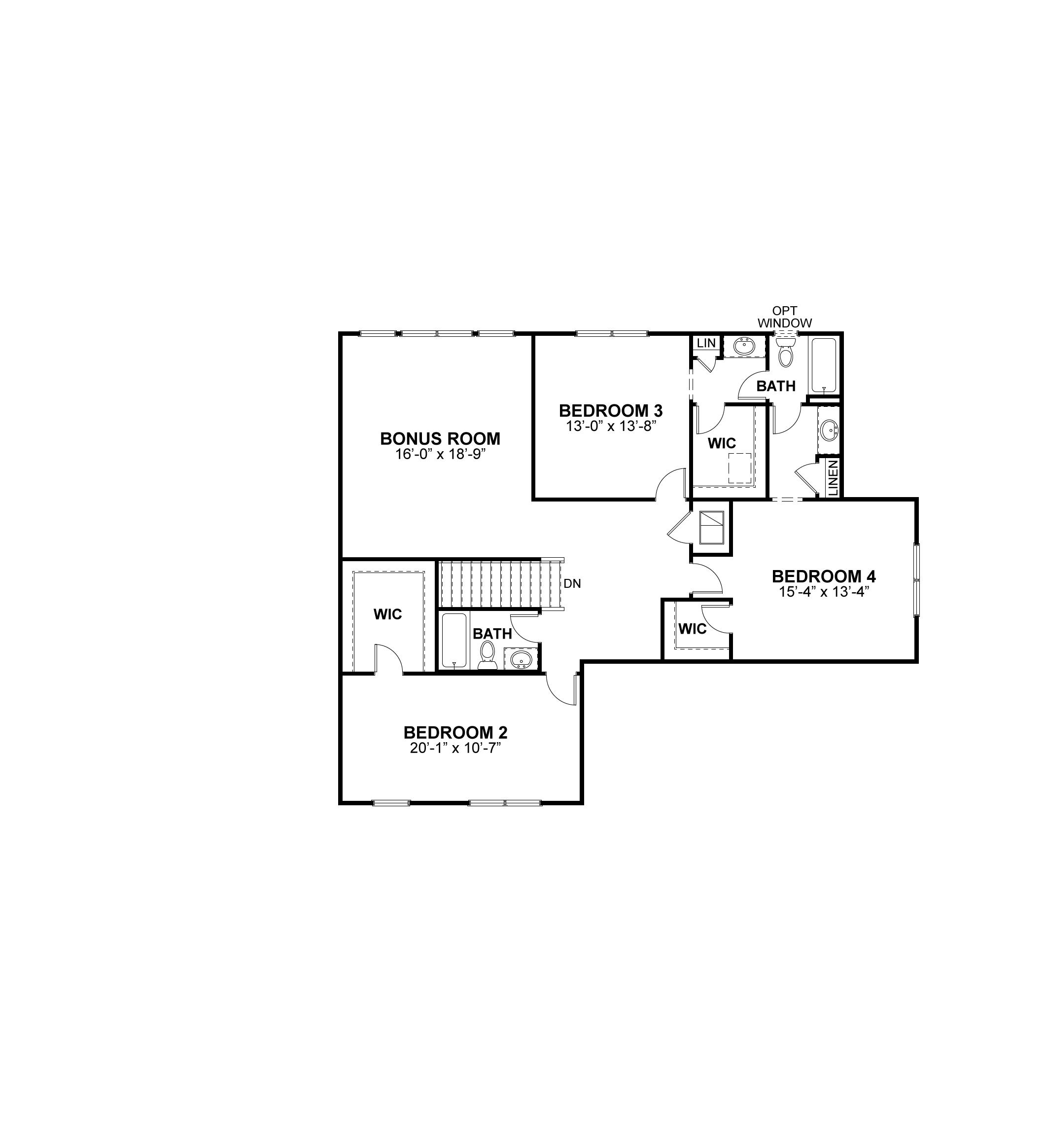 Muirfield second floor plan — McKelvey Homes